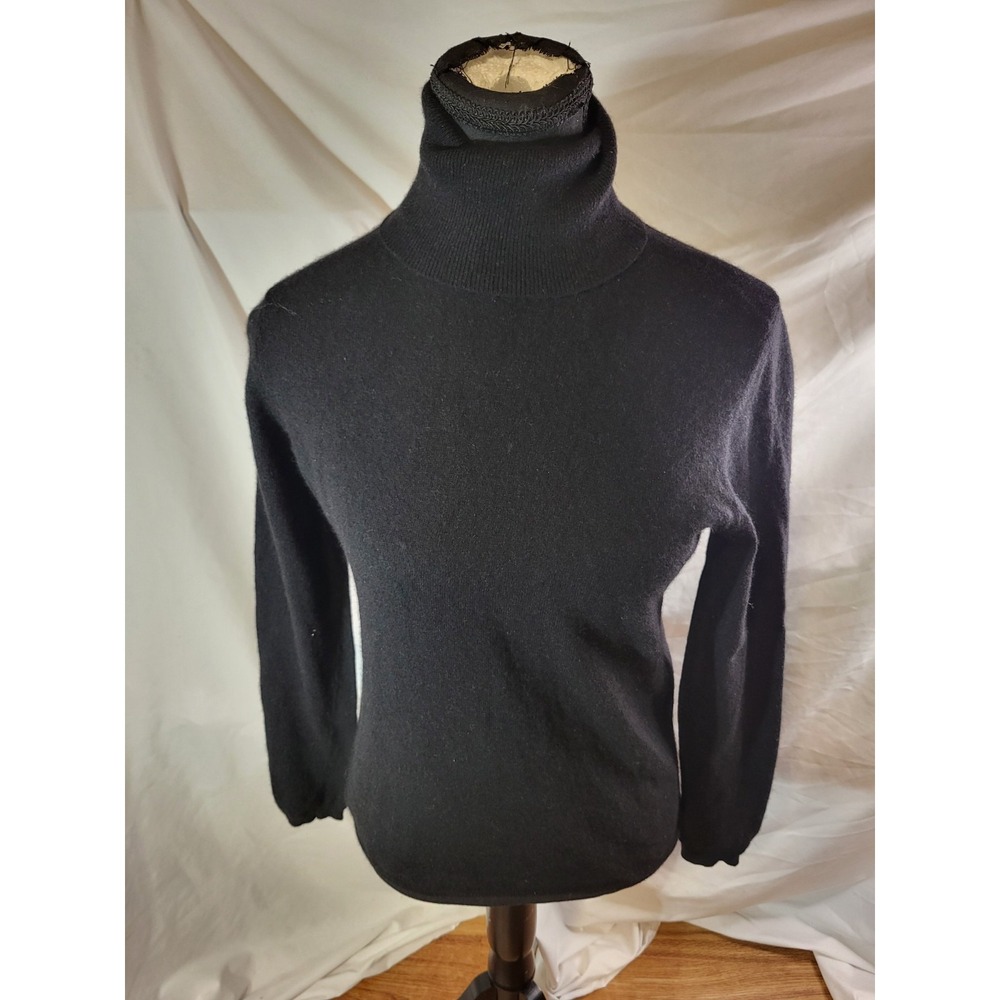 Sutton Studio, Womens 100% Cashmere Turtleneck Pullover Sweater Black Size S